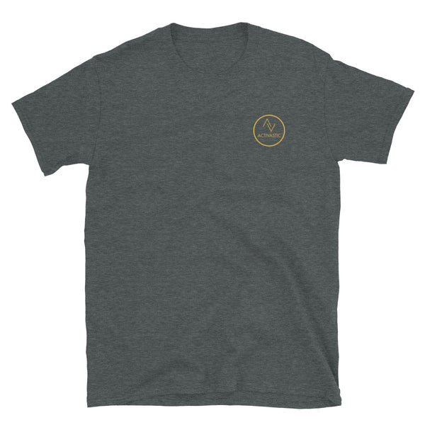 Heren T-shirt met korte mouwen en kleine cirkel met logo